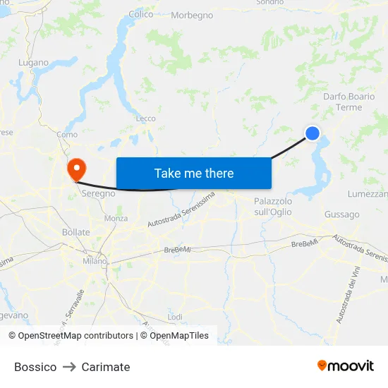 Bossico to Carimate map
