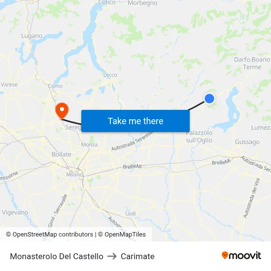 Monasterolo del Castello to Carimate map