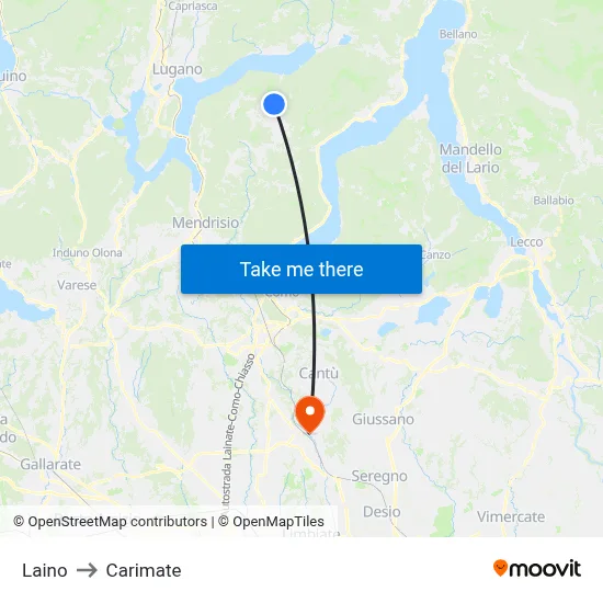Laino to Carimate map