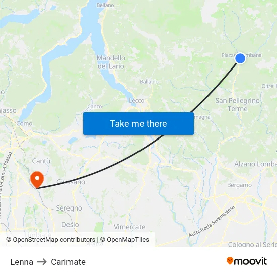 Lenna to Carimate map