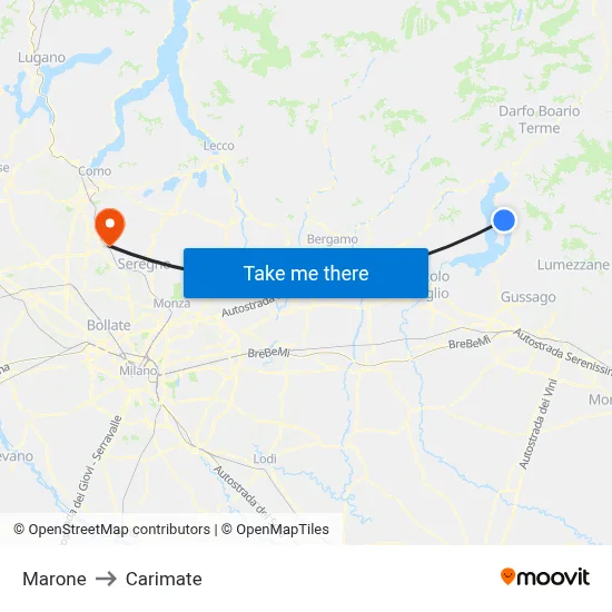 Marone to Carimate map