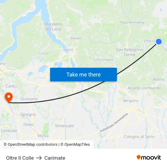 Oltre Il Colle to Carimate map