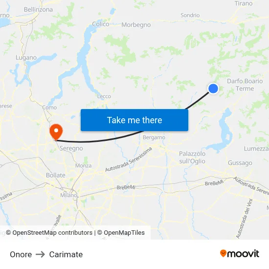 Onore to Carimate map