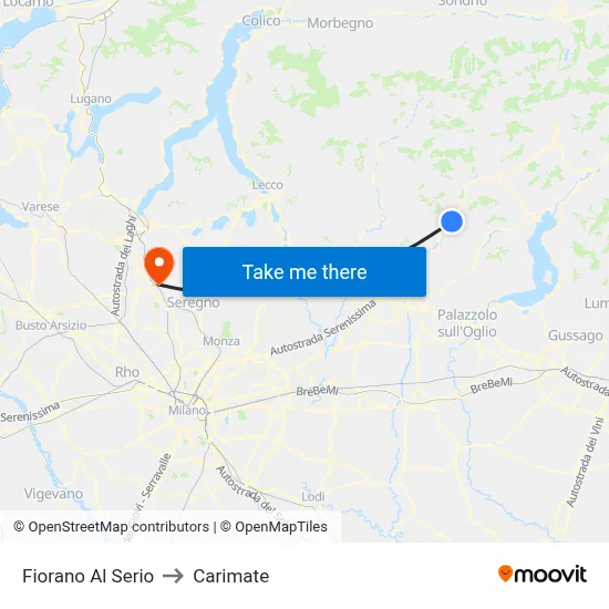 Fiorano al Serio to Carimate map