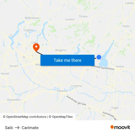 Salò to Carimate map