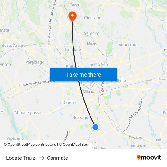 Locate Triulzi to Carimate map