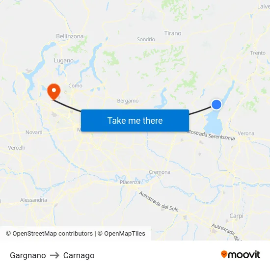 Gargnano to Carnago map