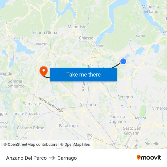 Anzano Del Parco to Carnago map