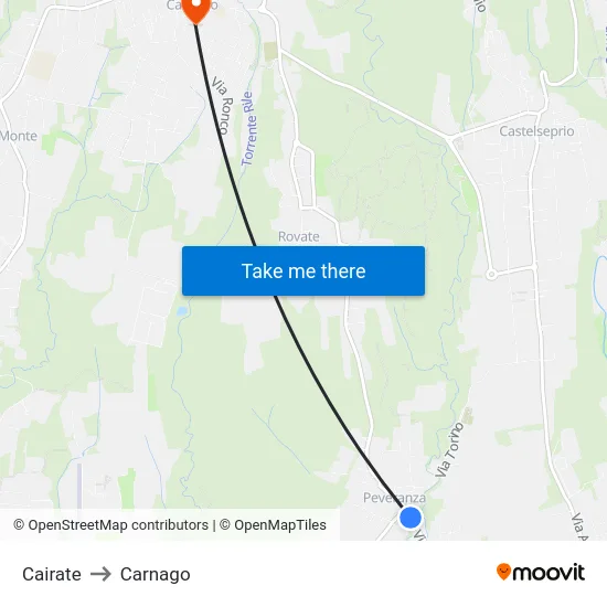 Cairate to Carnago map