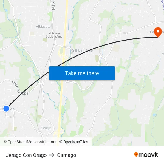 Jerago con Orago to Carnago map