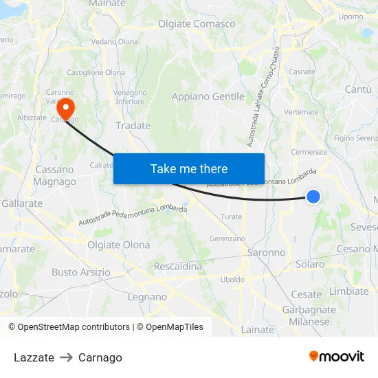Lazzate to Carnago map
