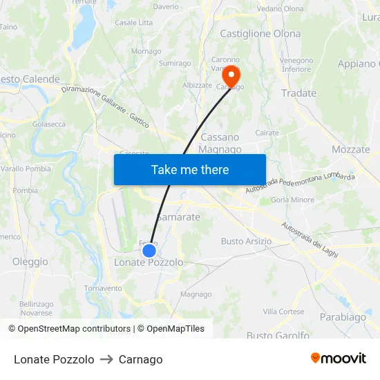 Lonate Pozzolo to Carnago map