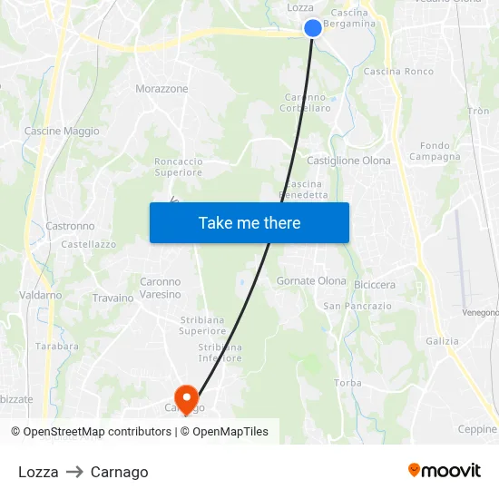 Lozza to Carnago map