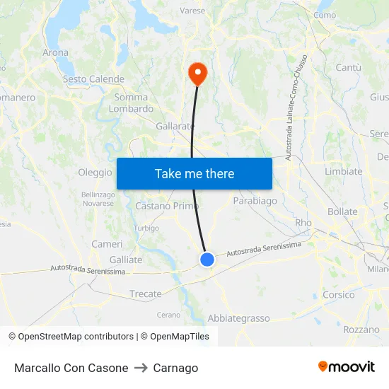 Marcallo con Casone to Carnago map