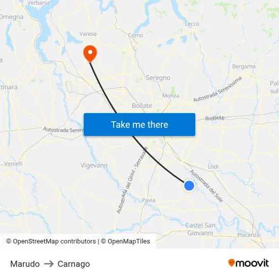 Marudo to Carnago map