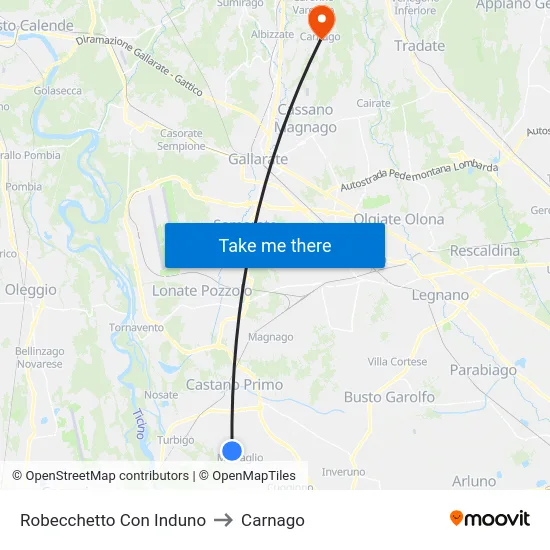 Robecchetto Con Induno to Carnago map