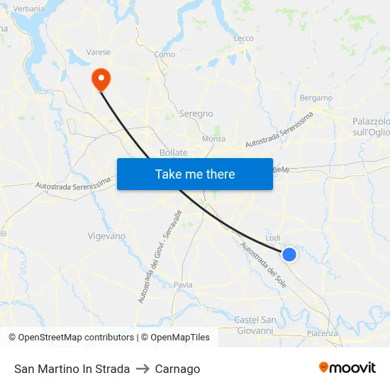 San Martino In Strada to Carnago map