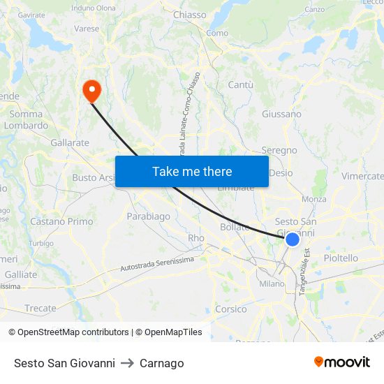 Sesto San Giovanni to Carnago map