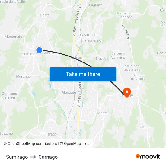 Sumirago to Carnago map
