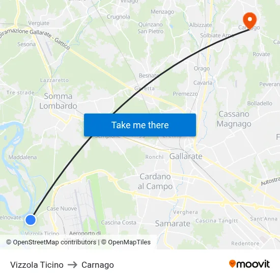 Vizzola Ticino to Carnago map