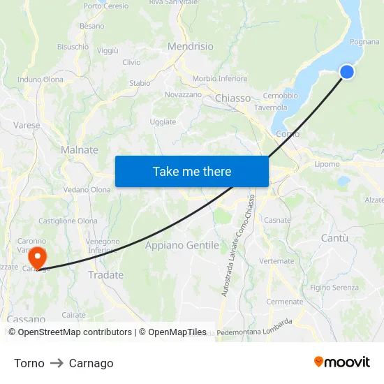 Torno to Carnago map