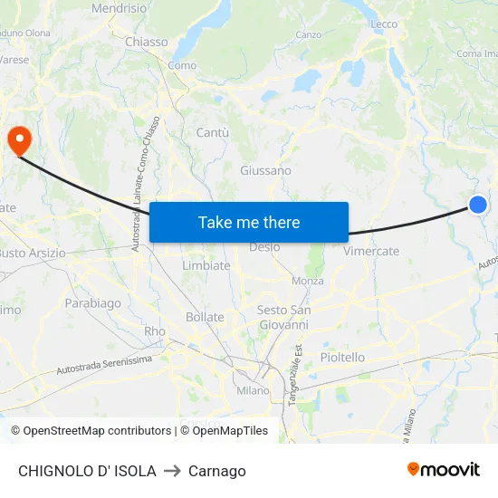 Chignolo D' Isola to Carnago map