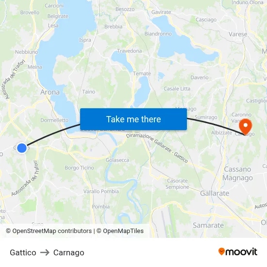Gattico to Carnago map