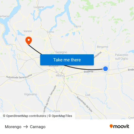 Morengo to Carnago map