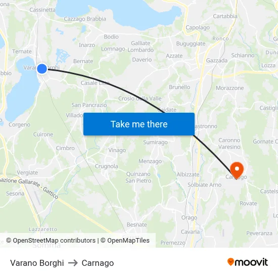 Varano Borghi to Carnago map