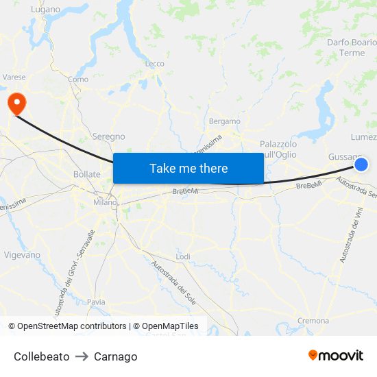 Collebeato to Carnago map