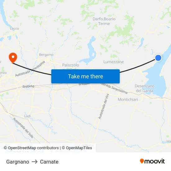 Gargnano to Carnate map