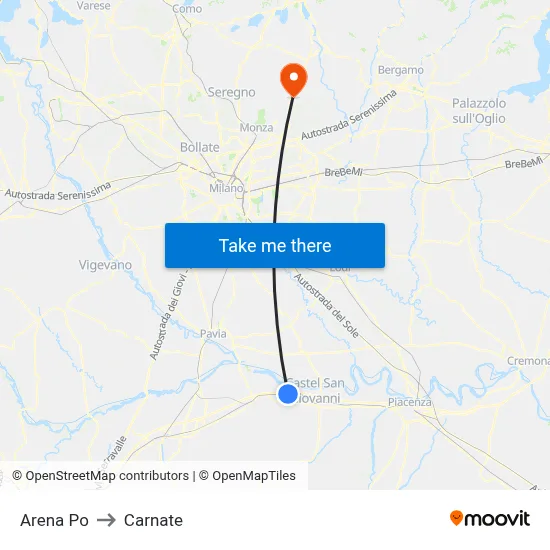 Arena Po to Carnate map