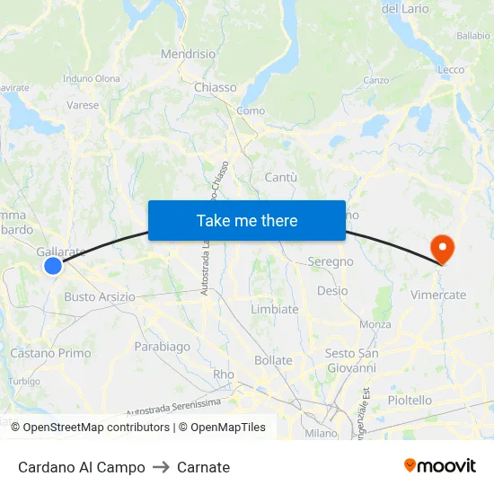 Cardano Al Campo to Carnate map