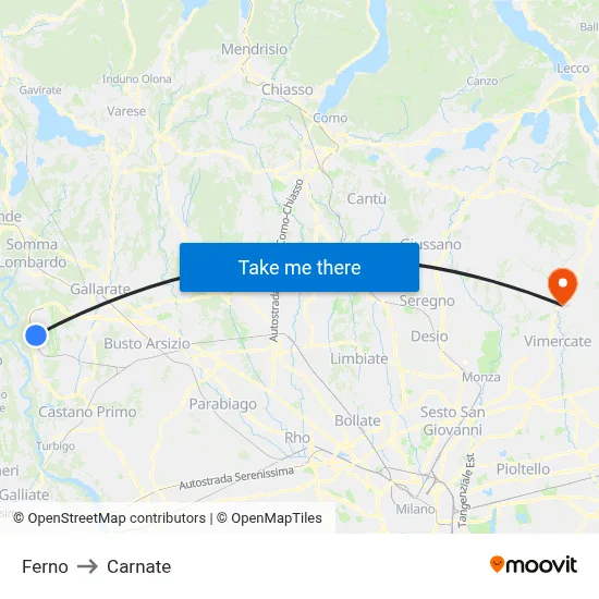 Ferno to Carnate map