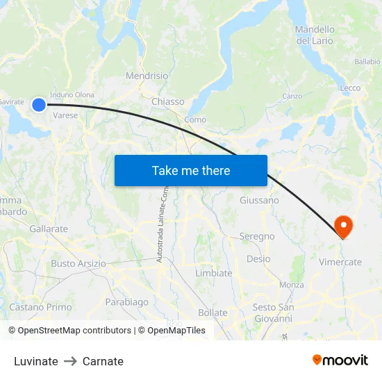 Luvinate to Carnate map