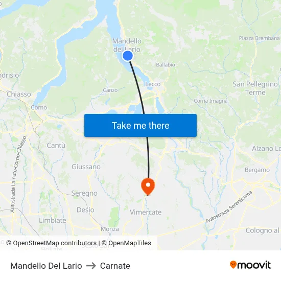 Mandello Del Lario to Carnate map