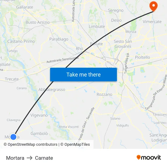 Mortara to Carnate map