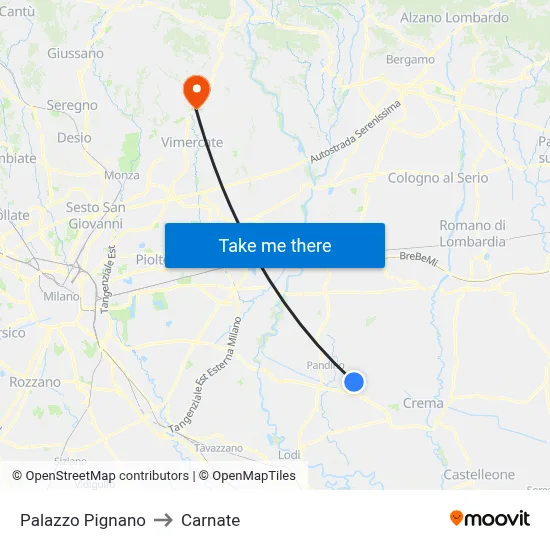 Palazzo Pignano to Carnate map
