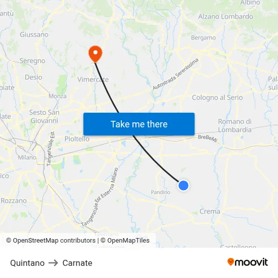 Quintano to Carnate map