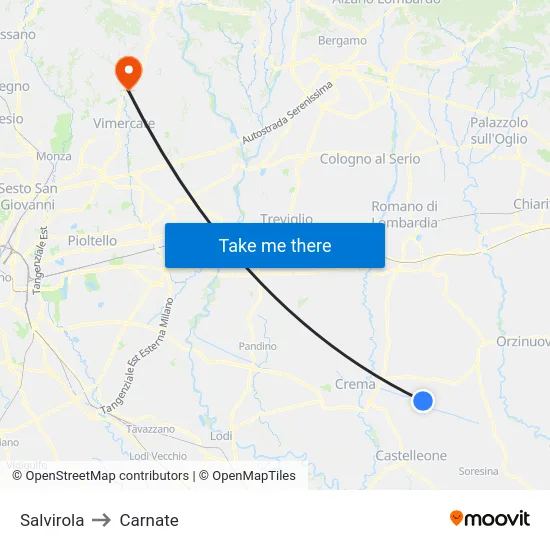 Salvirola to Carnate map