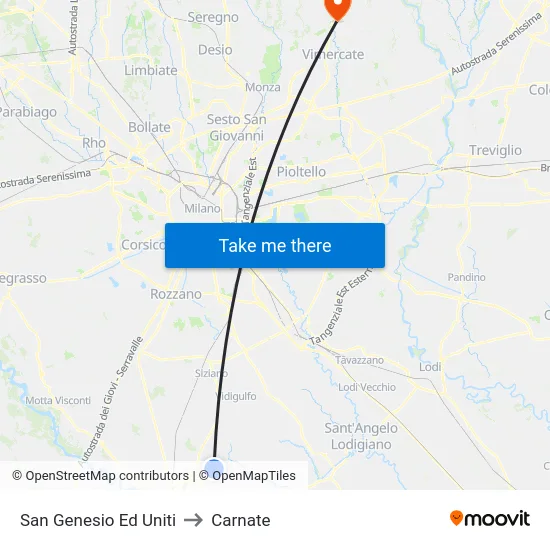 San Genesio Ed Uniti to Carnate map