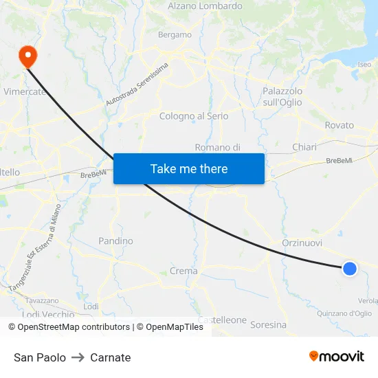 San Paolo to Carnate map