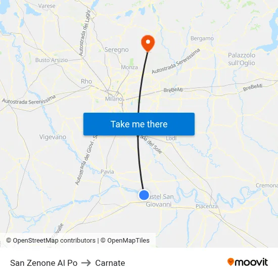 San Zenone al Po to Carnate map
