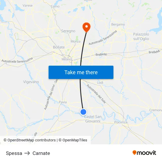 Spessa to Carnate map