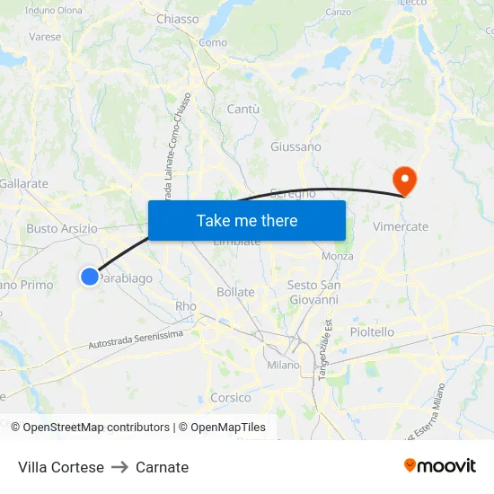 Villa Cortese to Carnate map