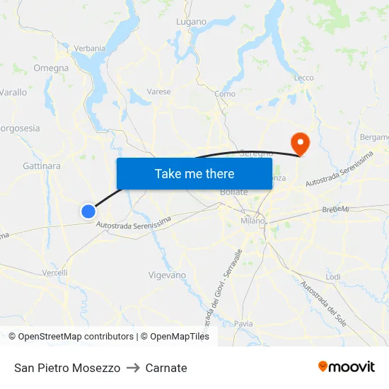 San Pietro Mosezzo to Carnate map