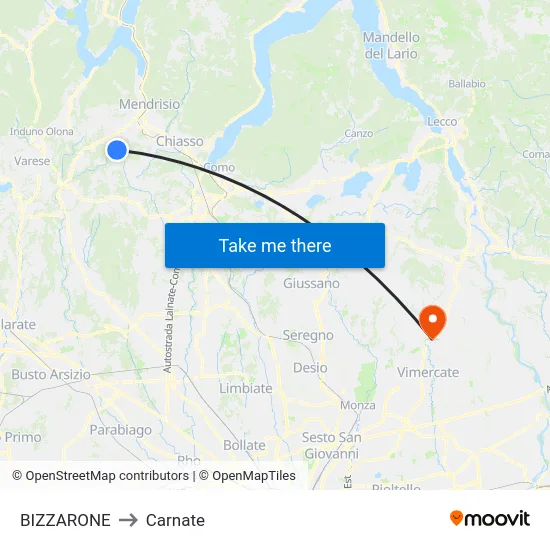 BIZZARONE to Carnate map