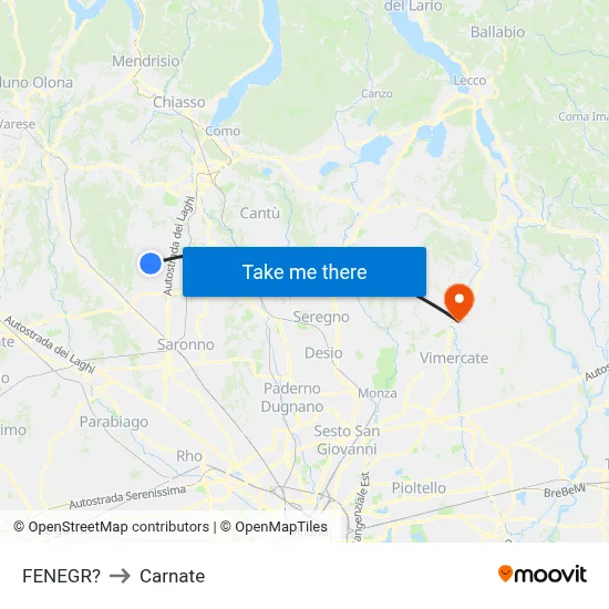 Fenegro to Carnate map