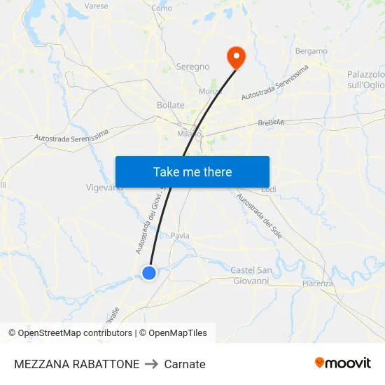 Mezzana Rabattone to Carnate map