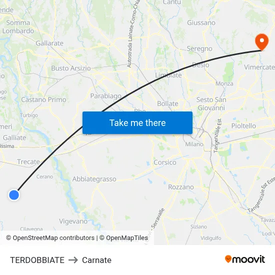 TERDOBBIATE to Carnate map